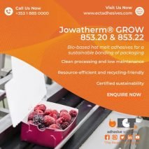Graphic illustrating Jowatherm Grow hot melt adhesive for packaging