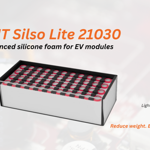 CHT Silso Lite 21030 silicone foam providing lightweight thermal and environmental protection for EV battery modules and electronics.