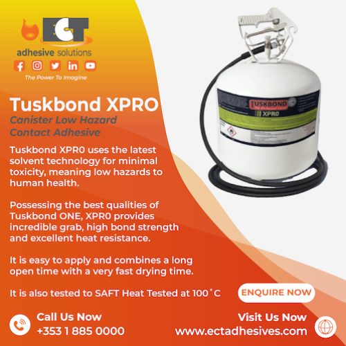 Graphic illustrating Tuskbond XPRO Low Hazard Contact Adhesive
