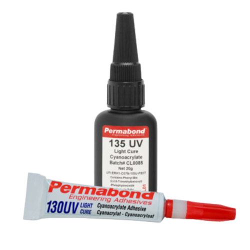 Permabond 130UV and 135UV dual-curing UV adhesives for industrial bonding