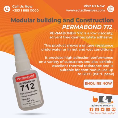 Graphic illustrating Permabond 712 cyanoacrylate adhesive